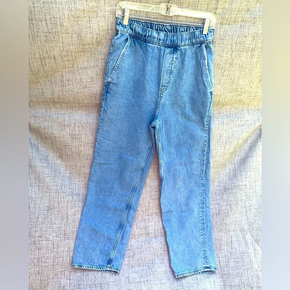H&M Light Blue Denim Jeans Size XS, With Elastic Waist, Loose Fit - Picture 1 of 9